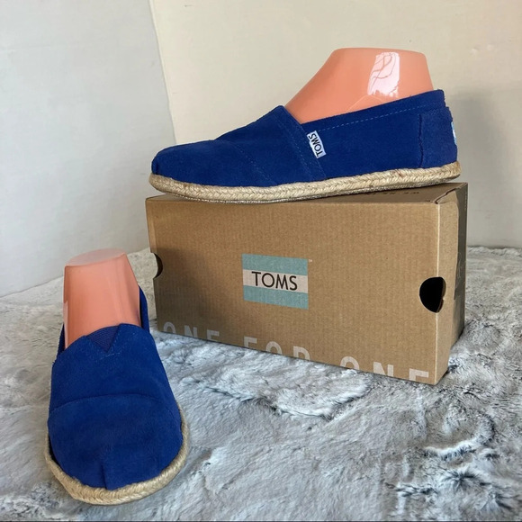 TOMS blue suede Classics w rope sole Women size7 - Picture 3 of 16